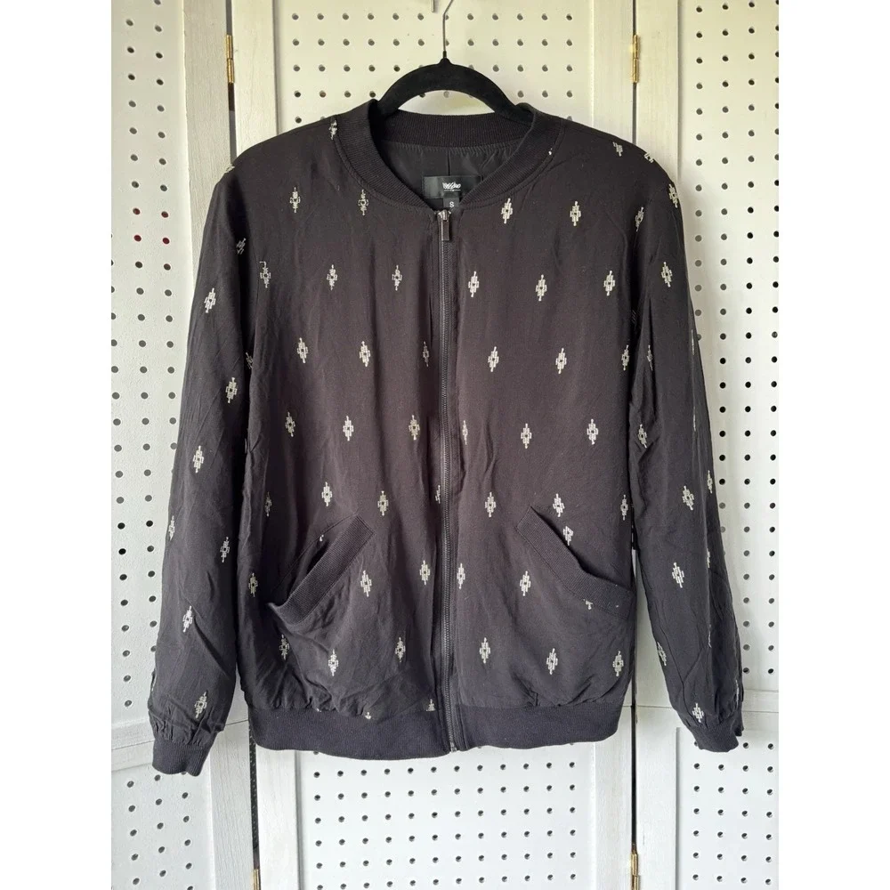 Mossimo Womens Jacket Small Full Zip Lined Casual Black Jacket Metallic Knit‎